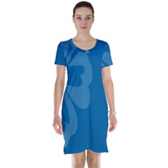 Hibiscus Sakura Classic Blue Short Sleeve Nightdress by Mariart