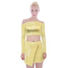 Hibiscus Custard Yellow Off Shoulder Top With Skirt Set