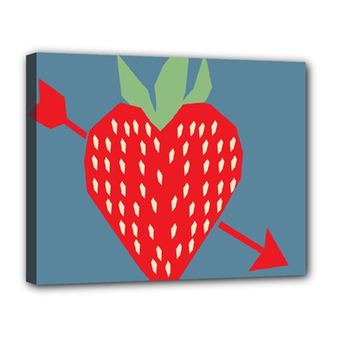 Fruit Red Strawberry Canvas 14  X 11  by Mariart