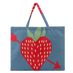 Fruit Red Strawberry Zipper Large Tote Bag by Mariart