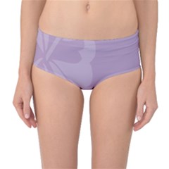 Hibiscus Sakura Lavender Herb Purple Mid-waist Bikini Bottoms by Mariart