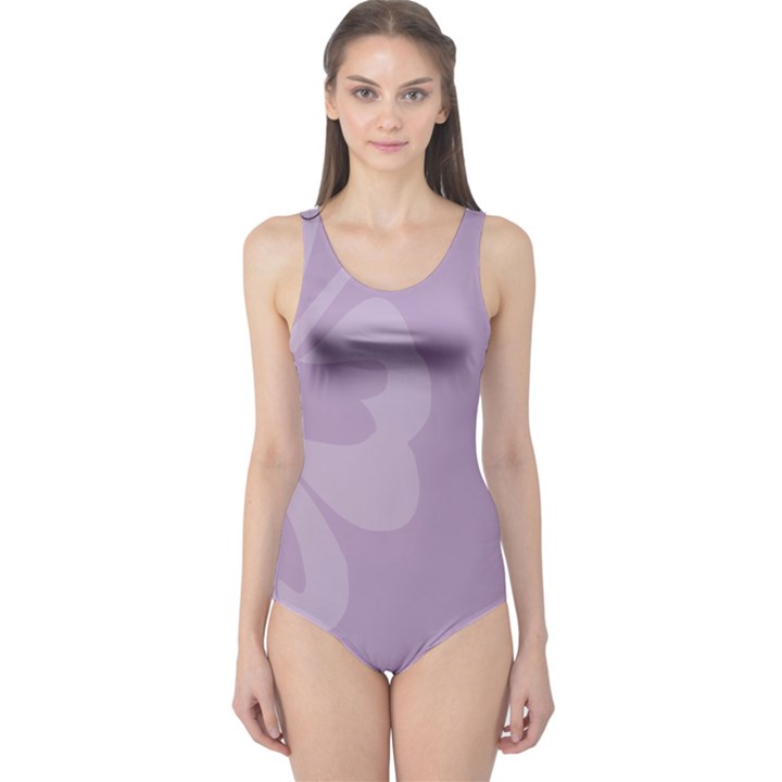 Hibiscus Sakura Lavender Herb Purple One Piece Swimsuit