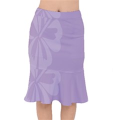 Hibiscus Sakura Lavender Herb Purple Mermaid Skirt by Mariart