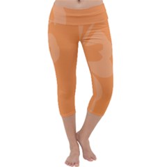 Hibiscus Sakura Tangerine Orange Capri Yoga Leggings