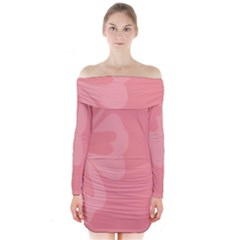 Hibiscus Sakura Strawberry Ice Pink Long Sleeve Off Shoulder Dress by Mariart