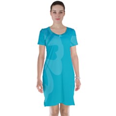 Hibiscus Sakura Scuba Blue Short Sleeve Nightdress by Mariart