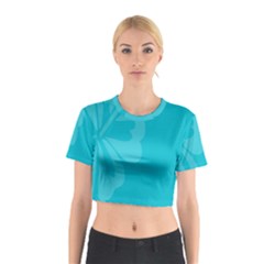 Hibiscus Sakura Scuba Blue Cotton Crop Top by Mariart