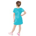 Hibiscus Sakura Scuba Blue Kids  Short Sleeve Velvet Dress View2