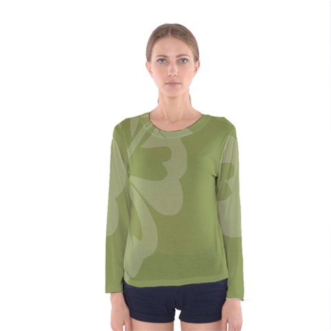 Hibiscus Sakura Woodbine Green Women s Long Sleeve Tee by Mariart