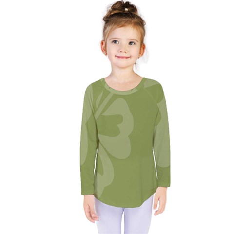 Hibiscus Sakura Woodbine Green Kids  Long Sleeve Tee by Mariart