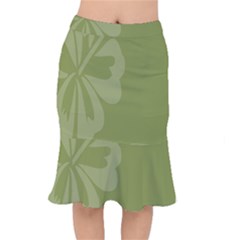 Hibiscus Sakura Woodbine Green Mermaid Skirt