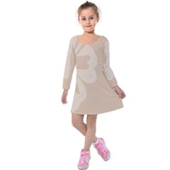 Hibiscus Sakura Toasted Almond Grey Kids  Long Sleeve Velvet Dress by Mariart