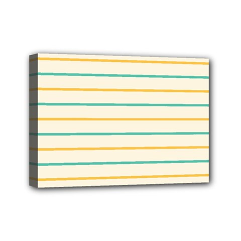 Horizontal Line Yellow Blue Orange Mini Canvas 7  X 5  by Mariart