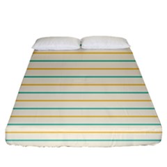 Horizontal Line Yellow Blue Orange Fitted Sheet (california King Size) by Mariart