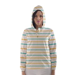 Horizontal Line Yellow Blue Orange Hooded Wind Breaker (women) by Mariart