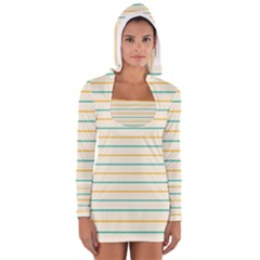 Horizontal Line Yellow Blue Orange Women s Long Sleeve Hooded T-shirt by Mariart