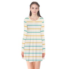 Horizontal Line Yellow Blue Orange Flare Dress by Mariart