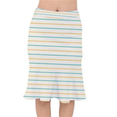 Horizontal Line Yellow Blue Orange Mermaid Skirt