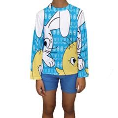 Easter Bunny And Chick  Kids  Long Sleeve Swimwear by Valentinaart