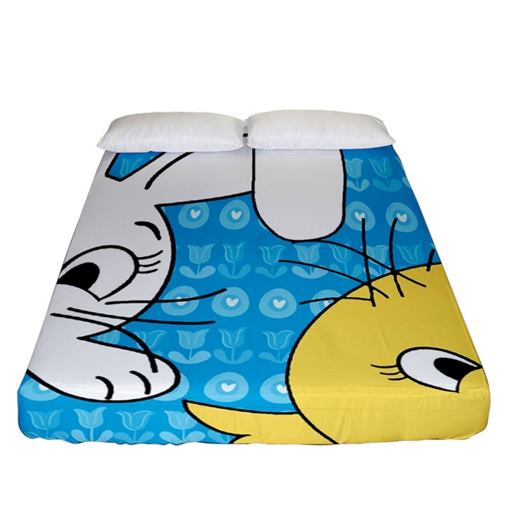 Easter bunny and chick  Fitted Sheet (California King Size)