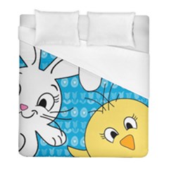 Easter Bunny And Chick  Duvet Cover (full/ Double Size) by Valentinaart