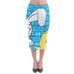 Easter Bunny And Chick  Midi Pencil Skirt by Valentinaart