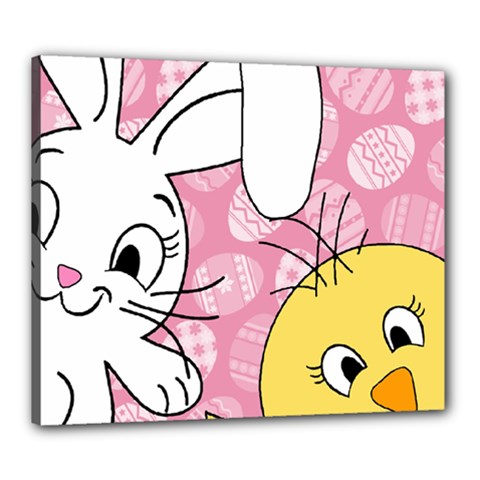 Easter Bunny And Chick  Canvas 24  X 20  by Valentinaart