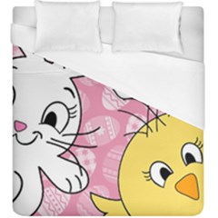 Easter Bunny And Chick  Duvet Cover (king Size) by Valentinaart