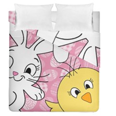 Easter Bunny And Chick  Duvet Cover Double Side (queen Size) by Valentinaart