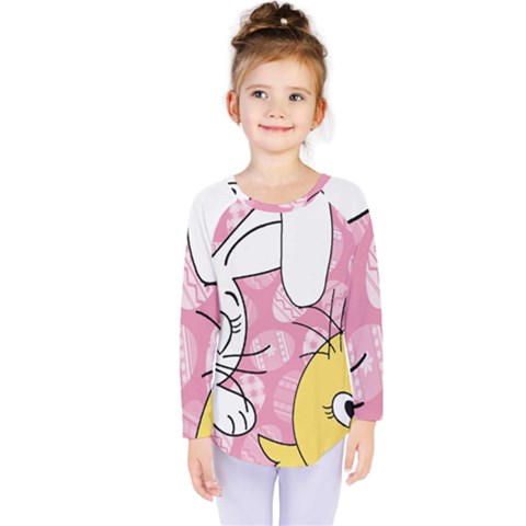 Easter Bunny And Chick  Kids  Long Sleeve Tee by Valentinaart