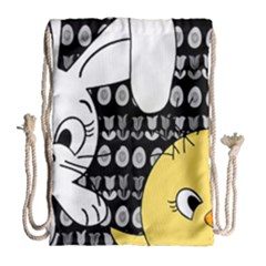 Easter Bunny And Chick  Drawstring Bag (large) by Valentinaart