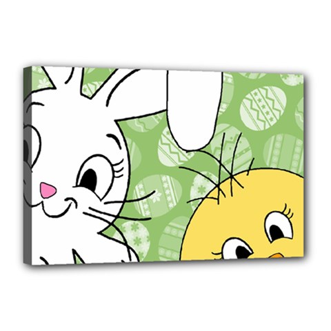 Easter Bunny And Chick  Canvas 18  X 12  by Valentinaart