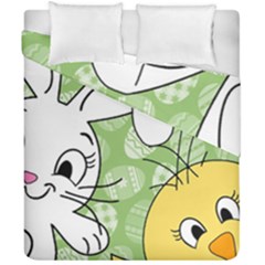 Easter Bunny And Chick  Duvet Cover Double Side (california King Size) by Valentinaart