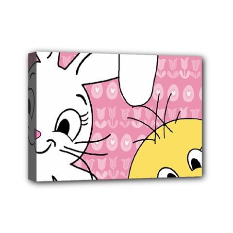 Easter Bunny And Chick  Mini Canvas 7  X 5  by Valentinaart