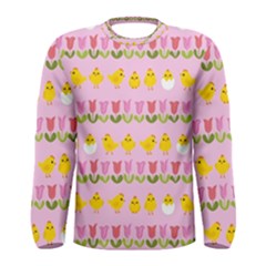 Easter - Chick And Tulips Men s Long Sleeve Tee by Valentinaart