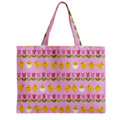 Easter - Chick And Tulips Zipper Mini Tote Bag by Valentinaart