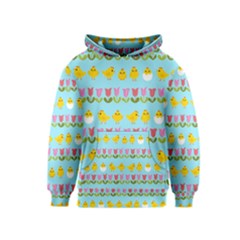 Easter - Chick And Tulips Kids  Pullover Hoodie by Valentinaart