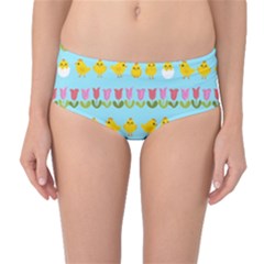 Easter - Chick And Tulips Mid-waist Bikini Bottoms by Valentinaart