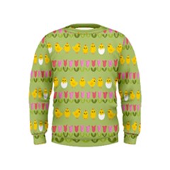 Easter - Chick And Tulips Kids  Sweatshirt by Valentinaart