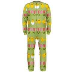 Easter - Chick And Tulips Onepiece Jumpsuit (men)  by Valentinaart