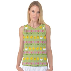 Easter - Chick And Tulips Women s Basketball Tank Top by Valentinaart