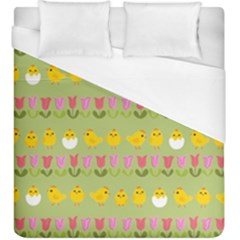 Easter - Chick And Tulips Duvet Cover (king Size) by Valentinaart