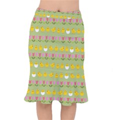 Easter - Chick And Tulips Mermaid Skirt by Valentinaart