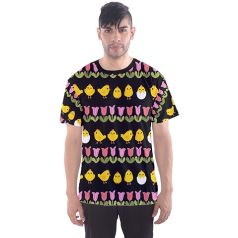 Easter - Chick And Tulips Men s Sport Mesh Tee by Valentinaart