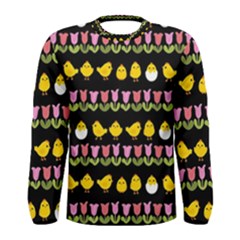 Easter - Chick And Tulips Men s Long Sleeve Tee by Valentinaart