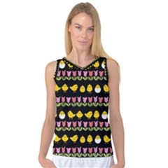 Easter - Chick And Tulips Women s Basketball Tank Top by Valentinaart