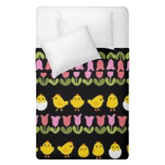 Easter - Chick And Tulips Duvet Cover Double Side (single Size) by Valentinaart