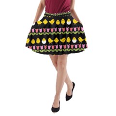 Easter - Chick And Tulips A-line Pocket Skirt by Valentinaart