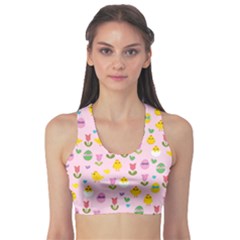 Easter - Chick And Tulips Sports Bra by Valentinaart