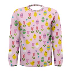 Easter - Chick And Tulips Men s Long Sleeve Tee by Valentinaart